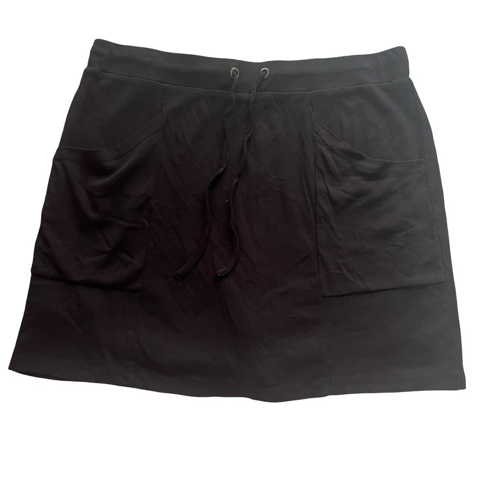 Jones‎ New York Signature Size L Skort Black Drawstring 100% Cotton Pockets